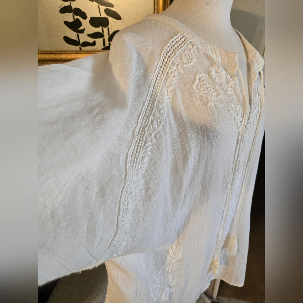 Rachel Zoe:Boho Cream Tunic Top - Picture 5 of 10